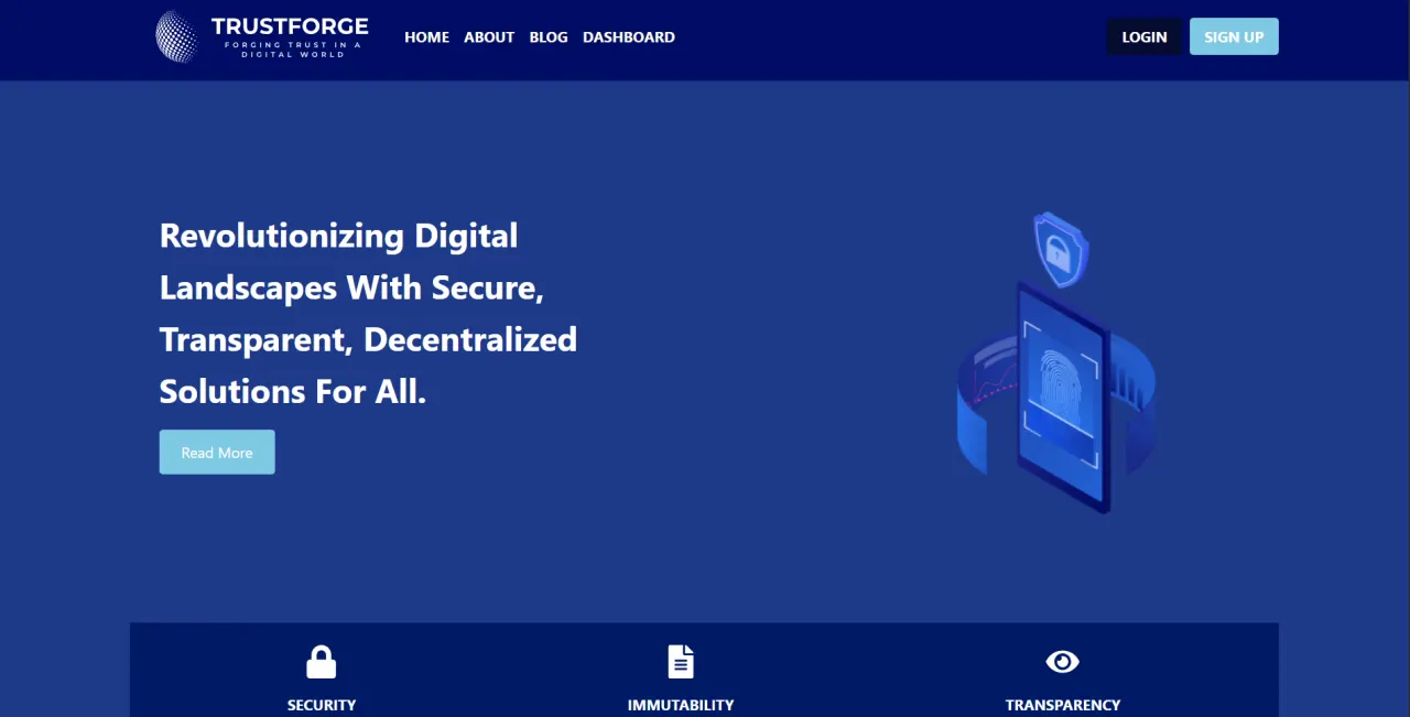 TrustForge blockchain certification interface